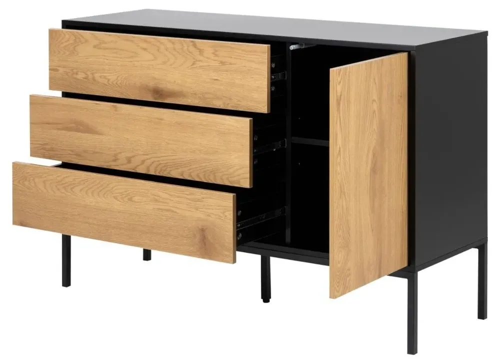 Seaford 120cm Sideboard - Wild Oak, Black