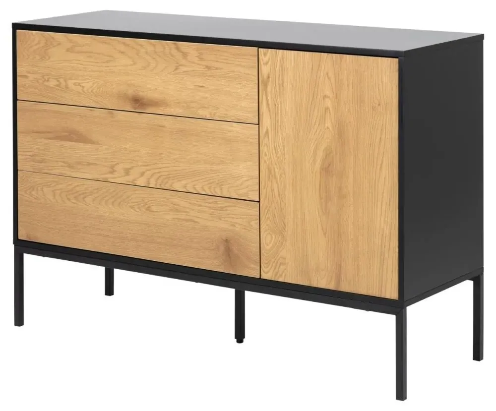 Seaford 120cm Sideboard - Wild Oak, Black