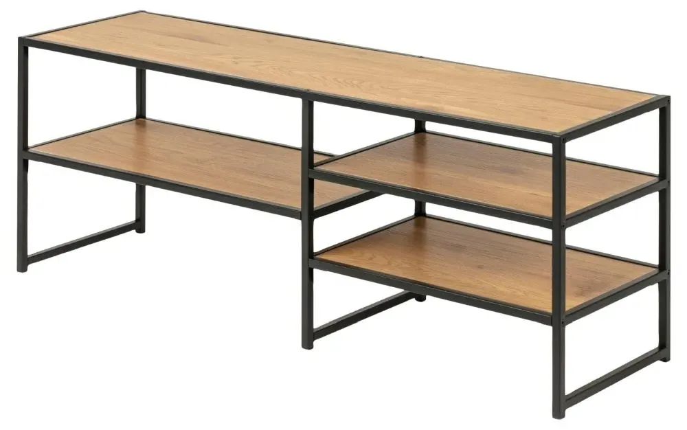 Seaford 120cm TV Unit - Wild Oak, Metal