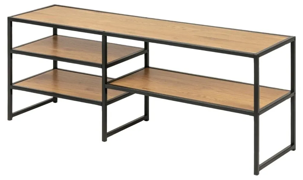 Seaford 120cm TV Unit - Wild Oak, Metal