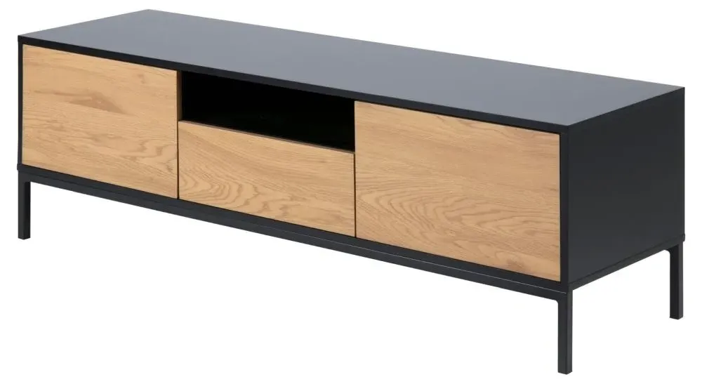 Seaford 140cm TV Unit - Oak, Black