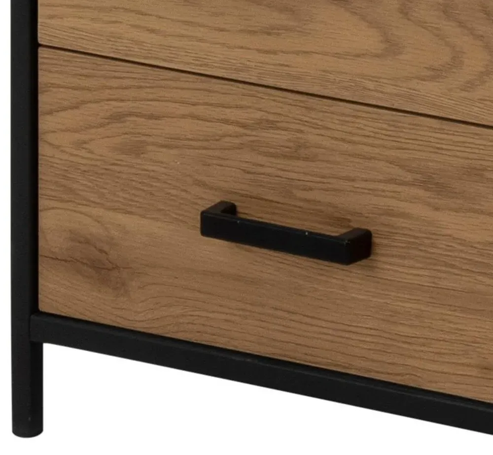 Seaford 2 Drawer Bookcase with Shelves - Wild Oak, Black