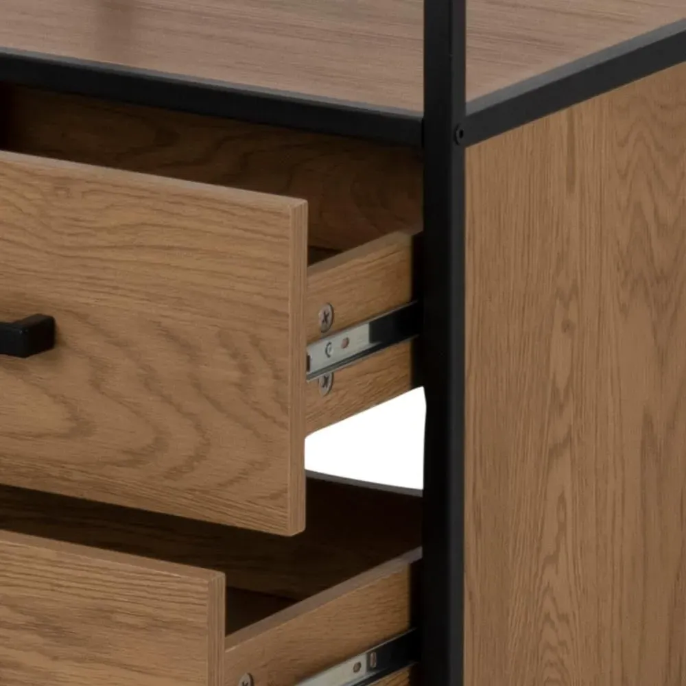Seaford 2 Drawer Bookcase with Shelves - Wild Oak, Black