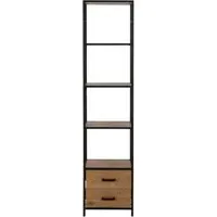 Seaford 2 Drawer Bookcase with Shelves - Wild Oak, Black