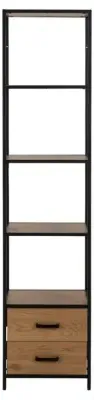 Seaford 2 Drawer Bookcase with Shelves - Wild Oak, Black image