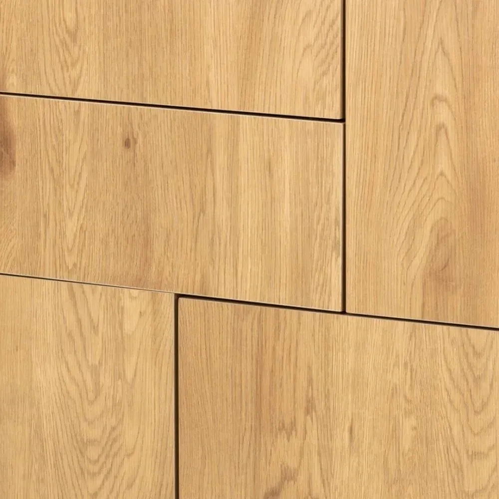 Seaford 80cm Sideboard with 3 Doors - Wild Oak, Black