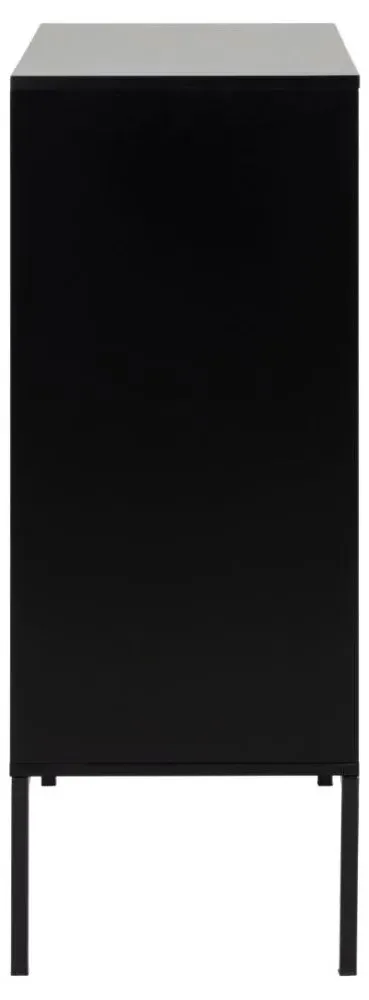 Seaford 80cm Sideboard with 4 Doors - Wild Oak, Black