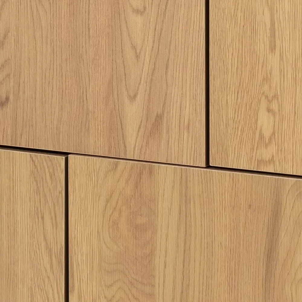 Seaford 80cm Sideboard with 4 Doors - Wild Oak, Black