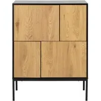 Seaford 80cm Sideboard with 4 Doors - Wild Oak, Black