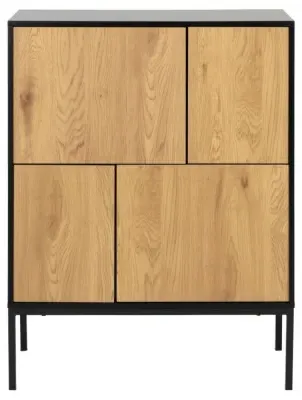 Seaford 80cm Sideboard with 4 Doors - Wild Oak, Black image