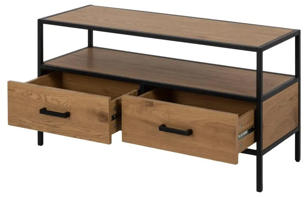 Seaford 90cm TV Unit - Wild Oak, Black