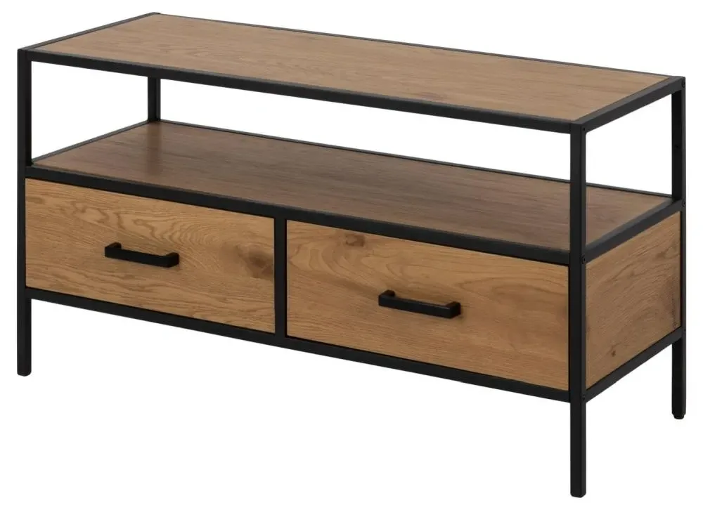 Seaford 90cm TV Unit - Wild Oak, Black
