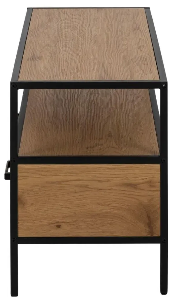 Seaford 90cm TV Unit - Wild Oak, Black