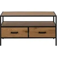 Seaford 90cm TV Unit - Wild Oak, Black