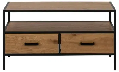 Seaford 90cm TV Unit - Wild Oak, Black image