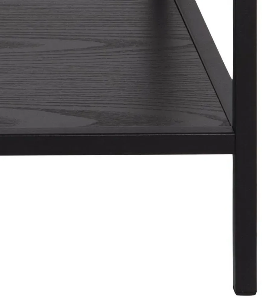 Seaford Coffee Table Set - Clear Glass, Black Metal