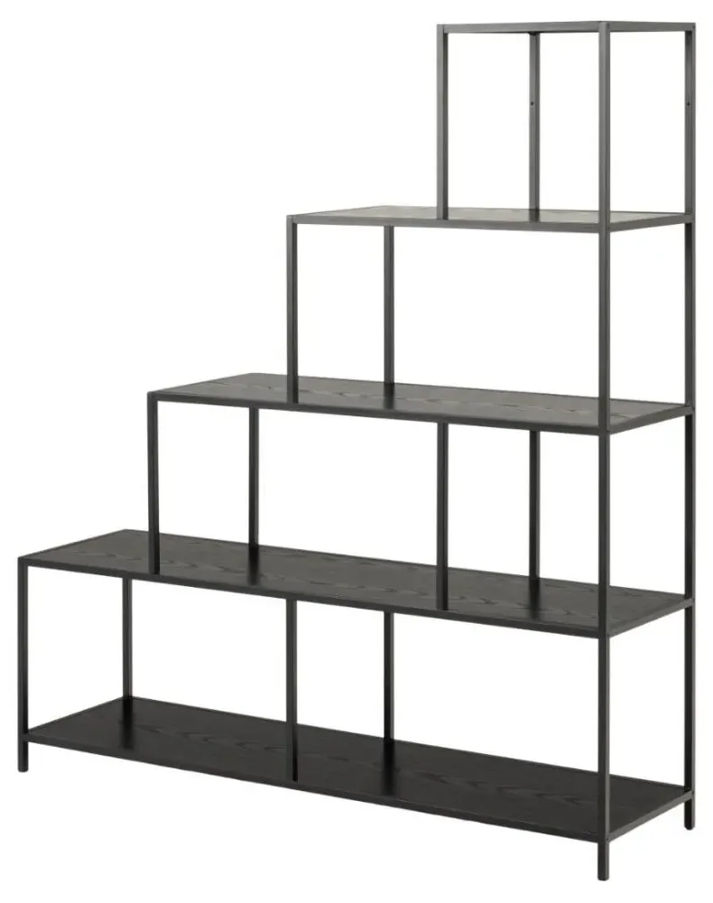 Seaford Large Open Shelving Unit - Black, Melamine