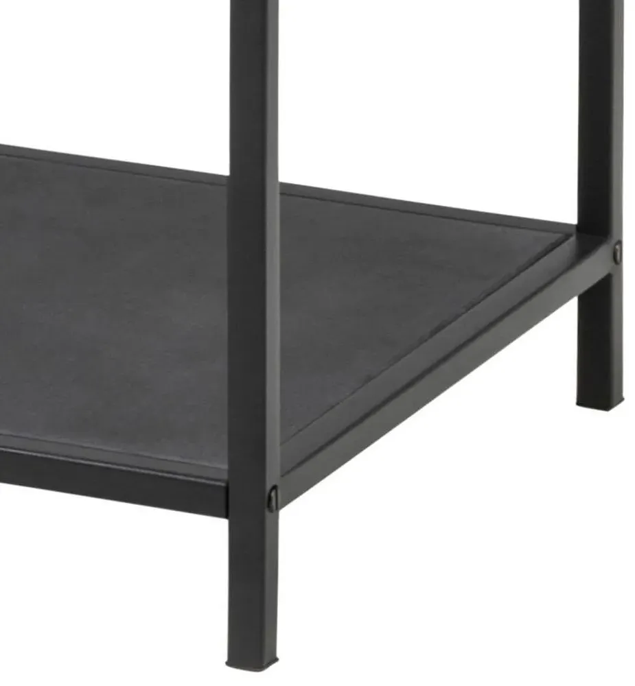 Seaford Narrow Open Shelving Unit - Clear Glass, Black