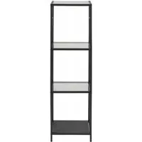 Seaford Narrow Open Shelving Unit - Clear Glass, Black
