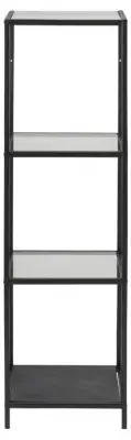 Seaford Narrow Open Shelving Unit - Clear Glass, Black image