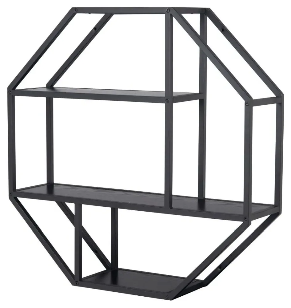 Seaford Octagonal Wall Rack - Black, Melamine