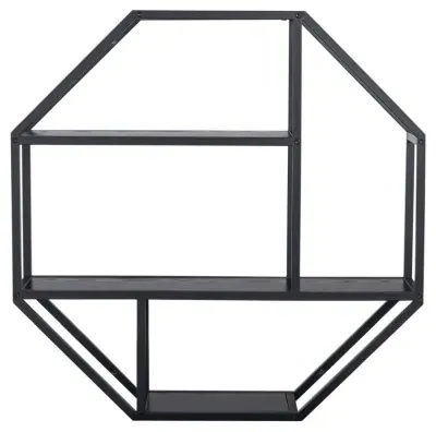 Seaford Octagonal Wall Rack - Black, Melamine