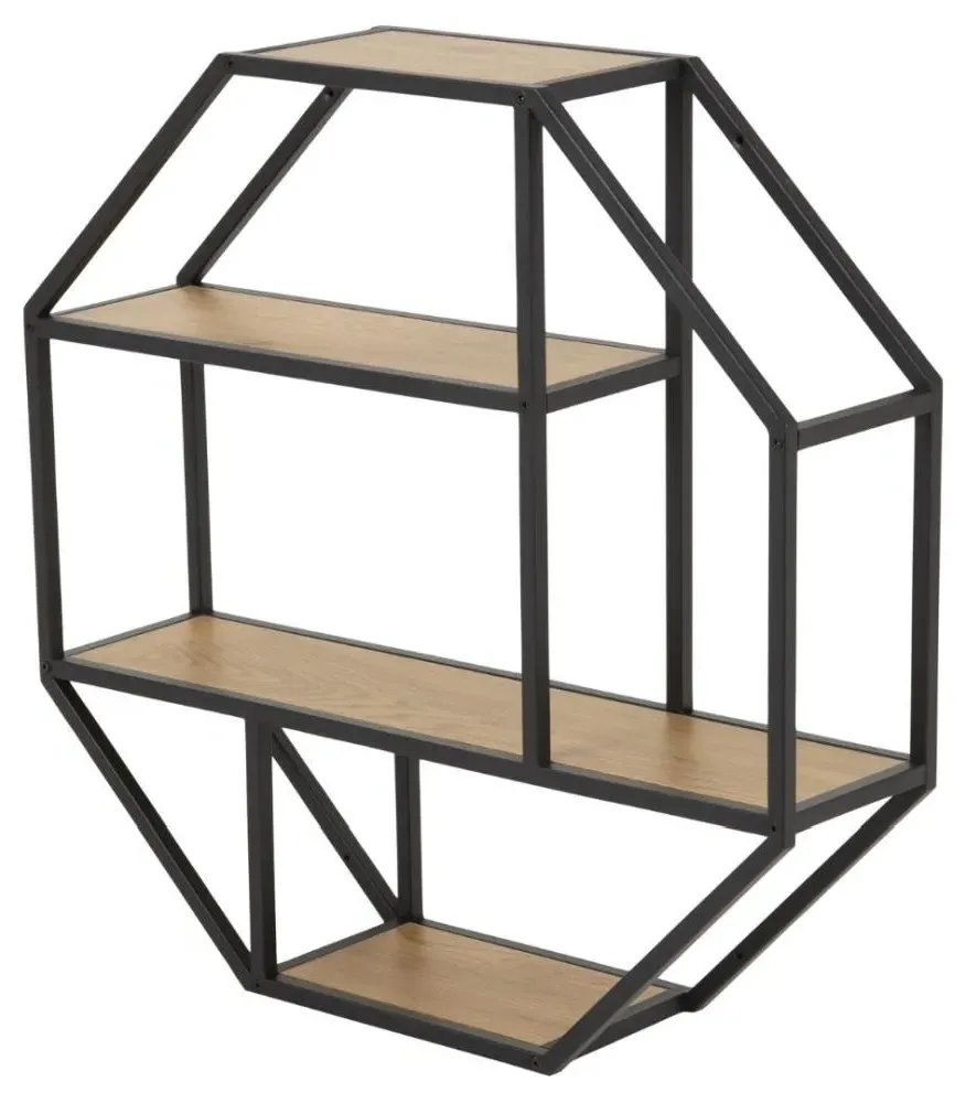 Seaford Octagonal Wall Rack - Wild Oak, Metal