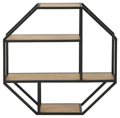 Seaford Octagonal Wall Rack - Wild Oak, Metal