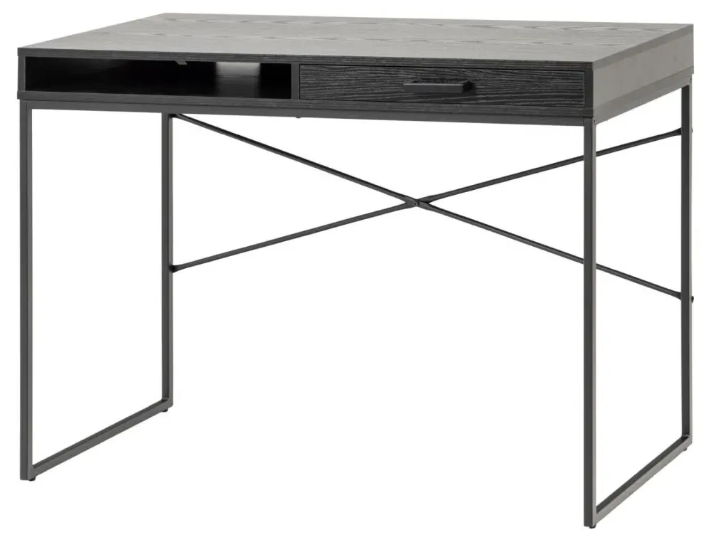 Seaford Office Desk with Drawer - Black