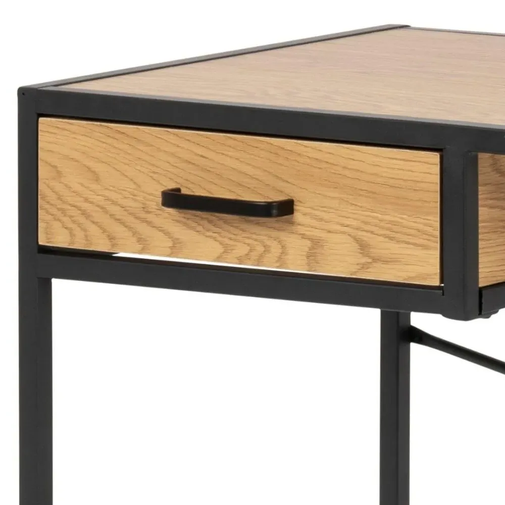 Seaford Office Desk with Drawer - Wild Oak, Black