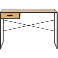 Seaford Office Desk with Drawer - Wild Oak, Black