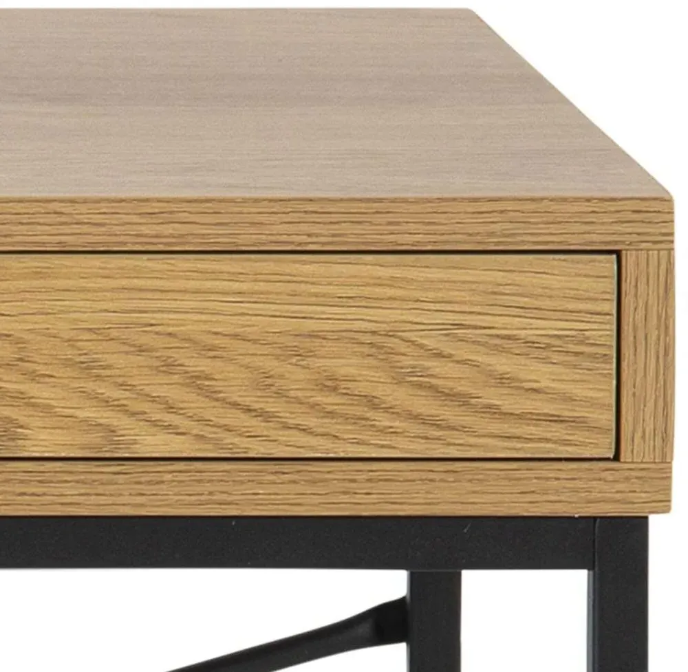 Seaford Office Desk with Drawer - Wild Oak, Black