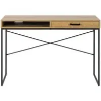 Seaford Office Desk with Drawer - Wild Oak, Black