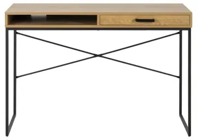 Seaford Office Desk with Drawer - Wild Oak, Black