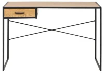 Seaford Office Desk with Drawer - Wild Oak, Black image