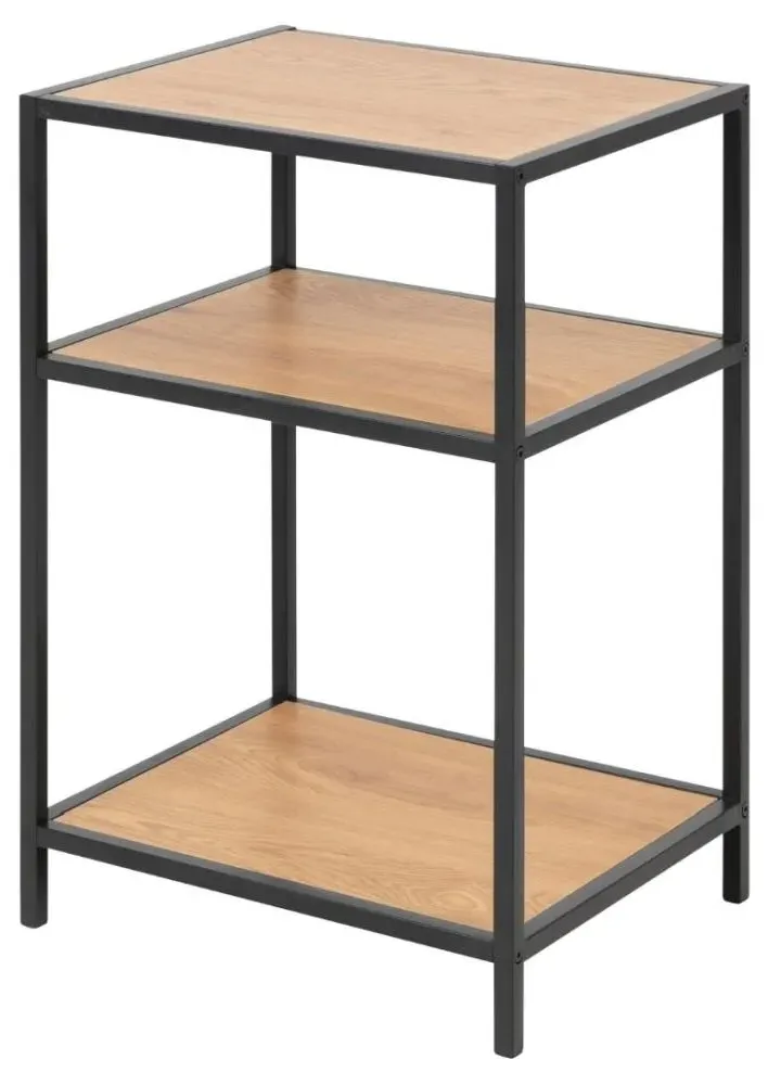 Seaford Open Bedside Table - Wild Oak, Black