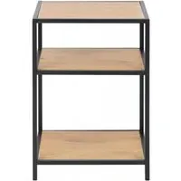 Seaford Open Bedside Table - Wild Oak, Black