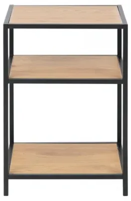 Seaford Open Bedside Table - Wild Oak, Black image