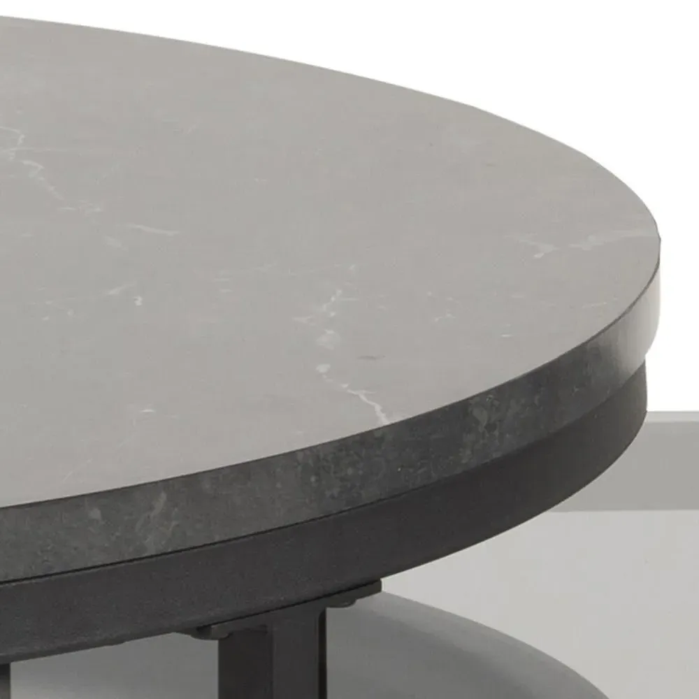 Spiro Coffee Table Set - Black, Marble Glass Metal