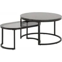 Spiro Coffee Table Set - Black, Marble Glass Metal