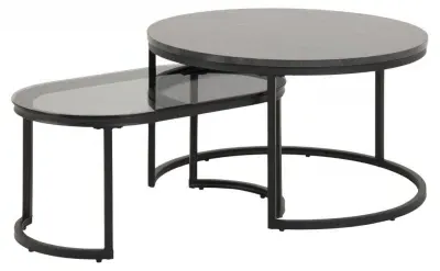Spiro Coffee Table Set - Black, Marble Glass Metal