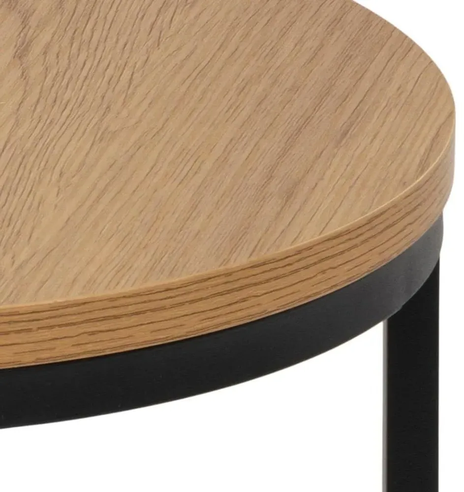Spiro Oak Round Nest of 2 Tables - Oak, Black