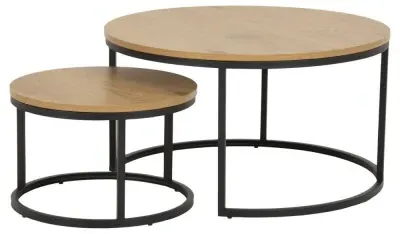 Spiro Round Coffee Table Set of 2 - Oak, Metal image