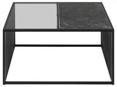 Strington 80cm Square Coffee Table - Black, Marble image