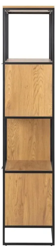 Swindon Oak 2 Door 3 Drawer Tall Bookcase - Wild Oak, Black