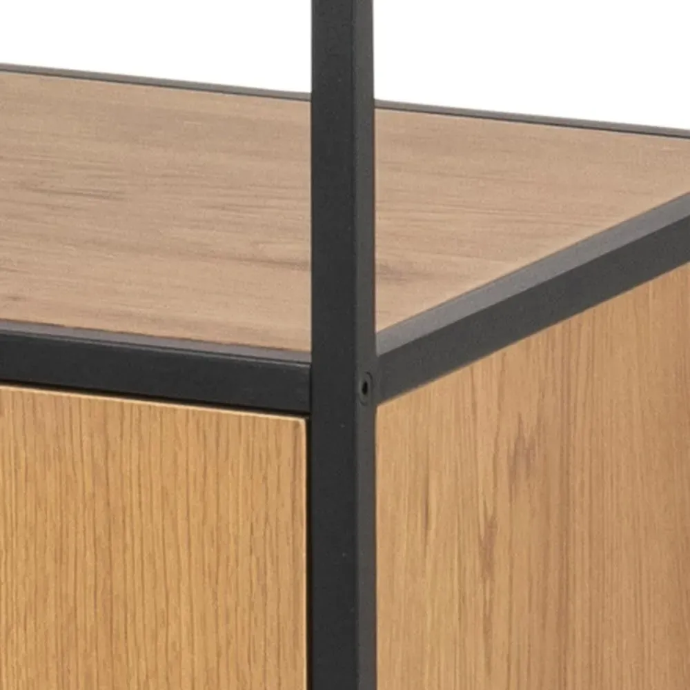 Swindon Oak 2 Door 3 Drawer Tall Bookcase - Wild Oak, Black