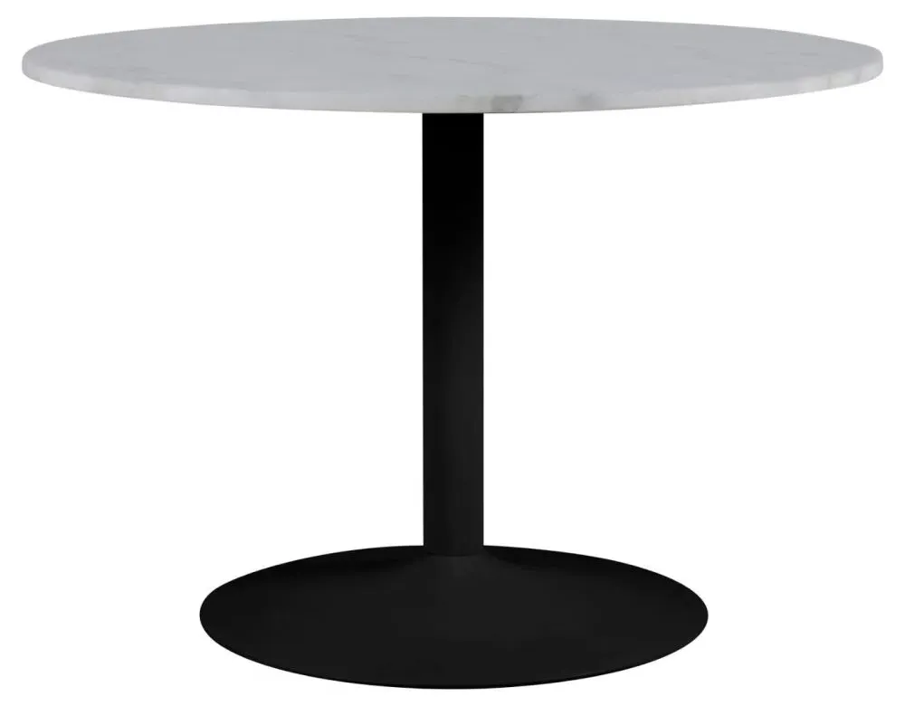 Tarifa 4 Seater Round Dining Table - White, Marble