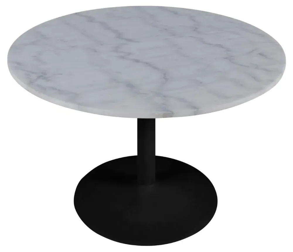 Tarifa 4 Seater Round Dining Table - White, Marble