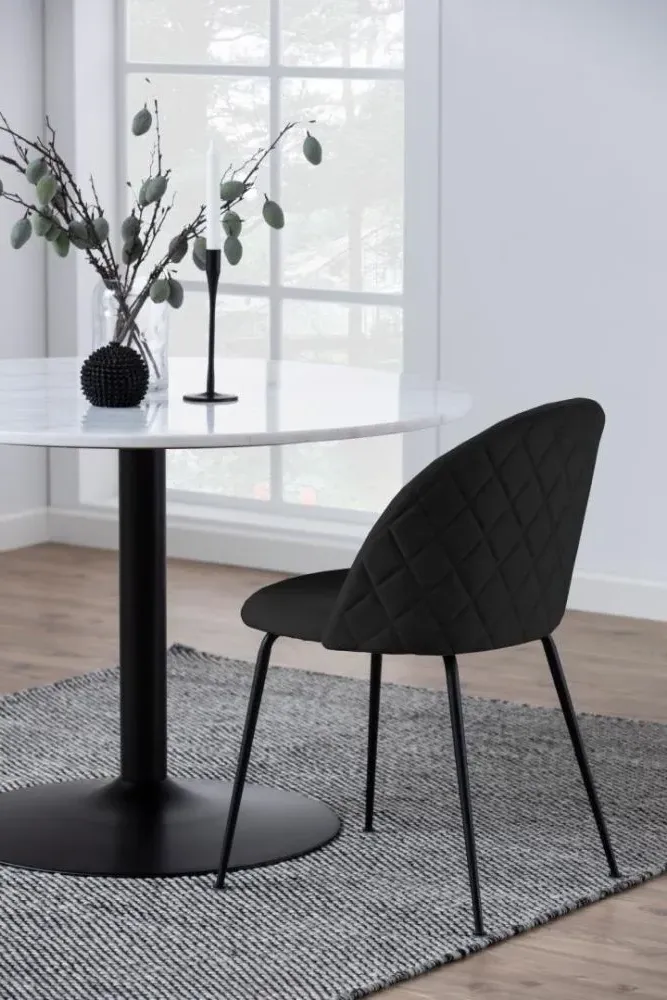 Tarifa 4 Seater Round Dining Table - White, Marble