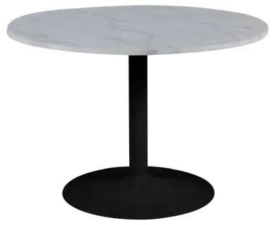 Tarifa 4 Seater Round Dining Table - White, Marble